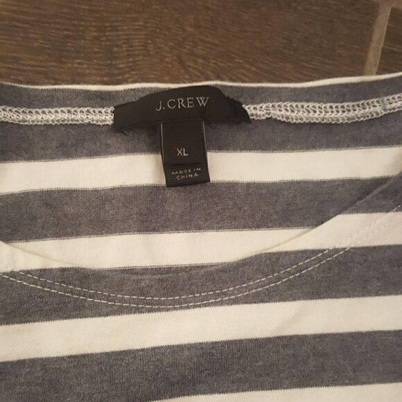 J. CREW Striped T-Shirt with Suede Accent -Size XL - Picture 4 of 5